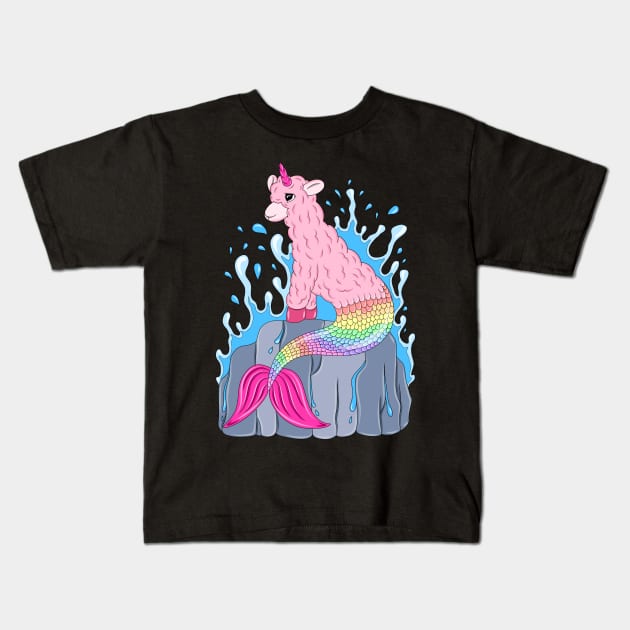 Llamacorn Mermaid Kids T-Shirt by MelanieJeyakkumar